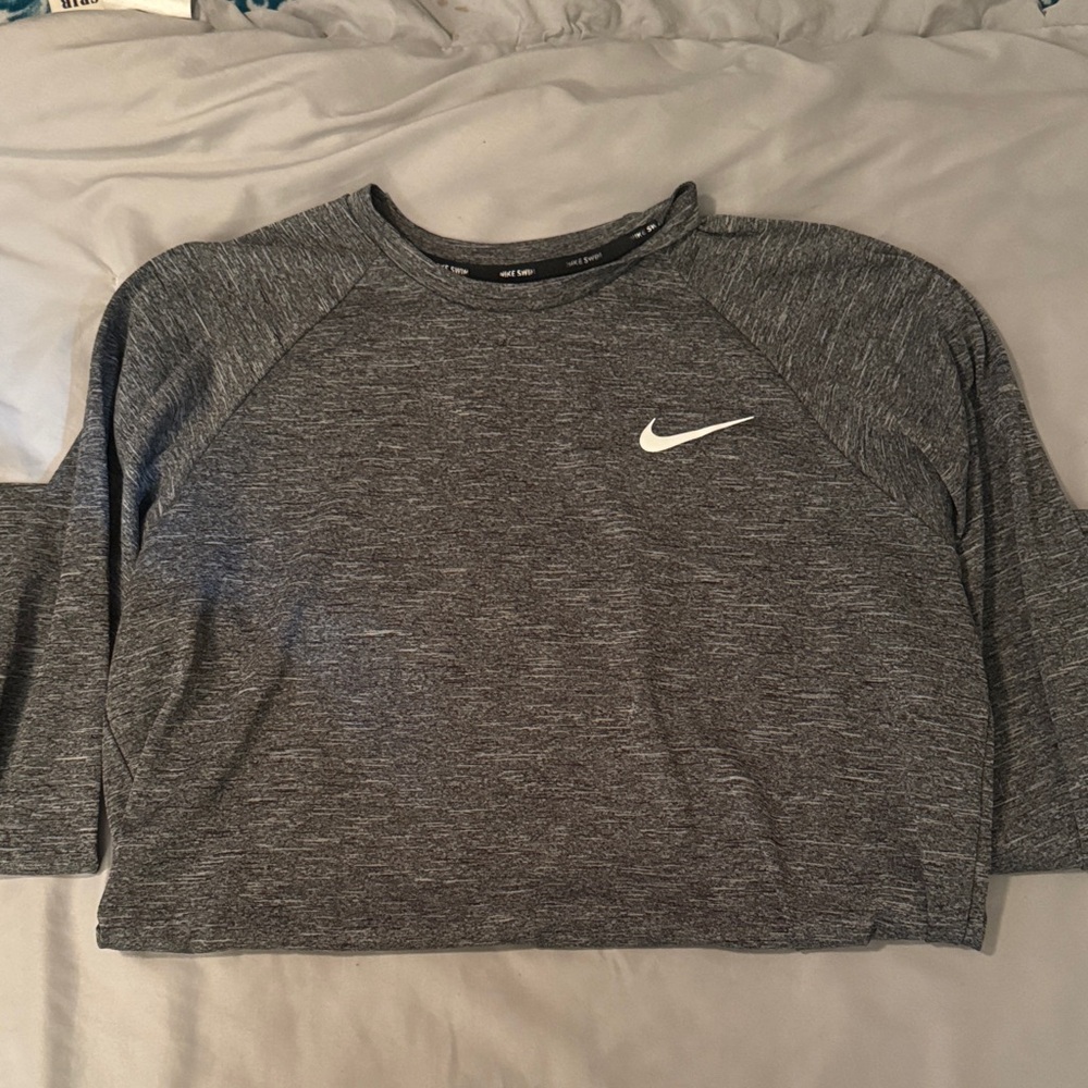 Nike Heathered Gray Hydroguard Long Sleeve Swim T-Shirt S